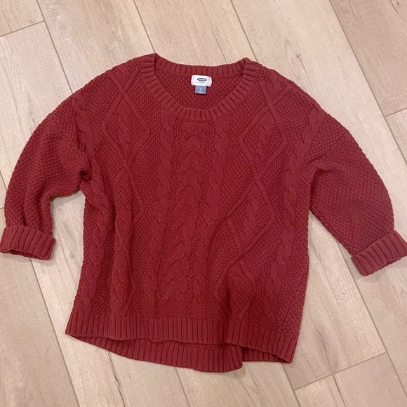 Red Cable Knit Sweater Size Large - Picture 1 of 6